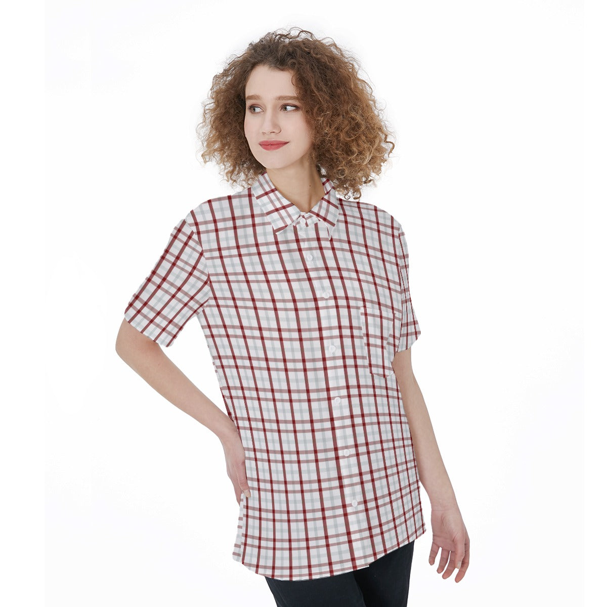 kansas jayhawks tartan plaid oversized button up women shirt indiana hoosiers tartan plaid oversized button up women shirt women's short sleeve shirt with pocket women tartan plaid game day fashion