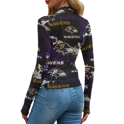 baltimore-ravens-womens-mesh-t-shirt purple black football outfit detail