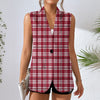 Alabama Crimson Tide Tartan Plaid Crimson White Women's Sleeveless Blazer-Style Vest