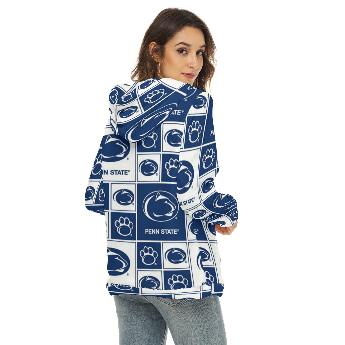 Penn State - Nittany Lions Women's Borg Fleece Hoodie With Half Zip White varsity sports apparel