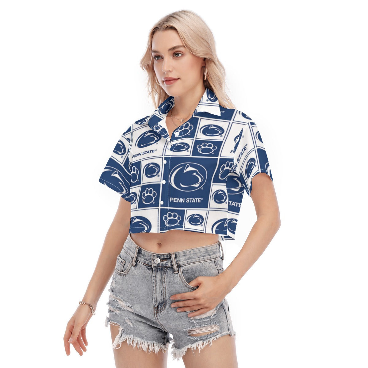 Penn State Nittany Lions Women's Cropped Shirt White varsity sports apparel