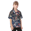 houston-texans-kids-hawaiian-vacation-shirt navy red football fabric breathable detail