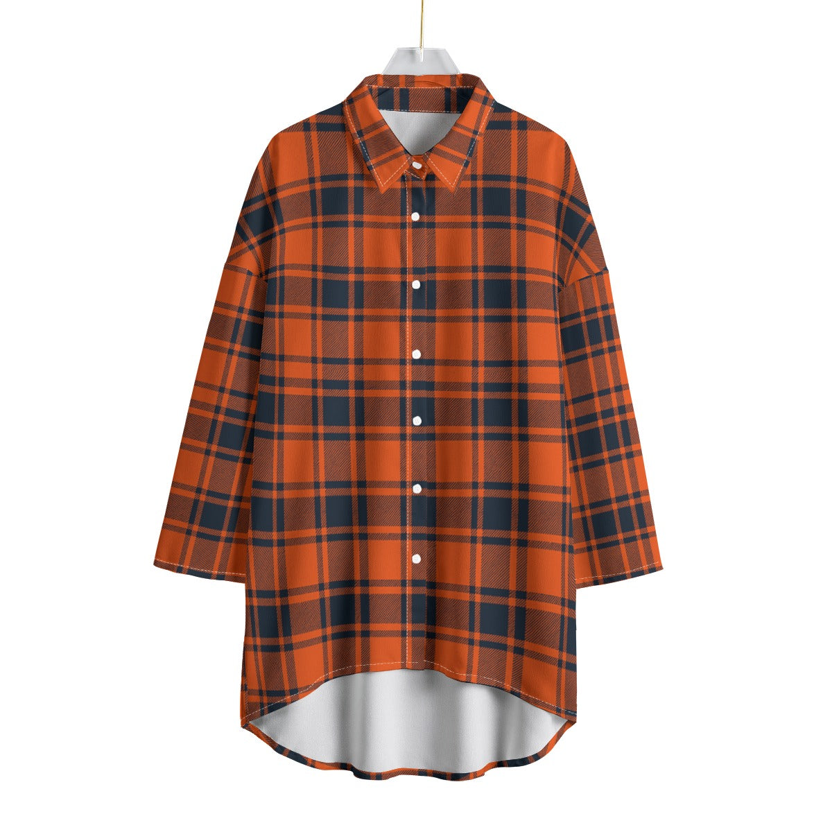 kansas jayhawks tartan plaid oversized button up women shirt illinois fighting illini tartan plaid oversized button up women shirt women's chiffon shirt with elbow sleeve women tartan plaid game day fashion