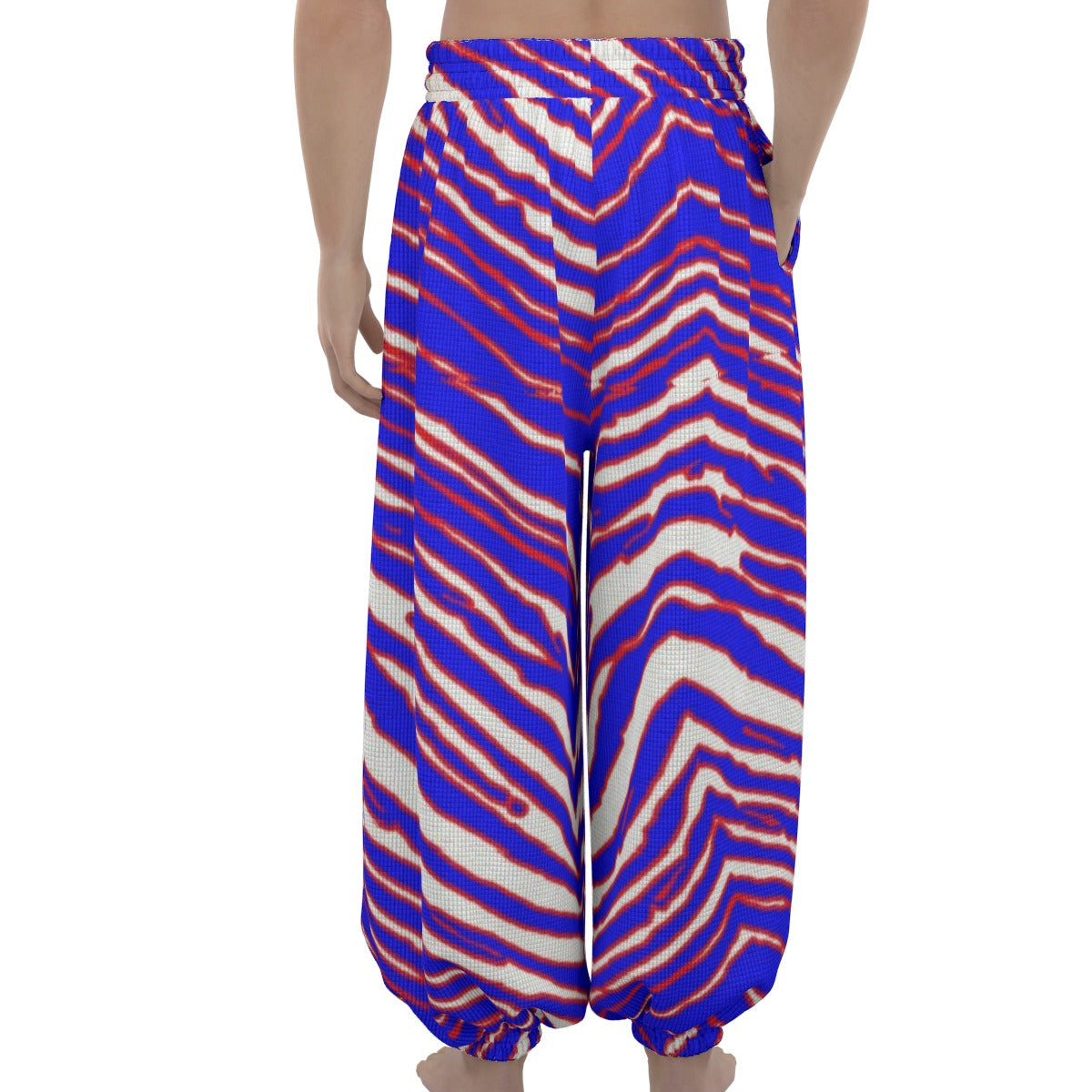 Buffalo football  Unisex Lantern Pants – Red Blue White Zebra Game Day Style