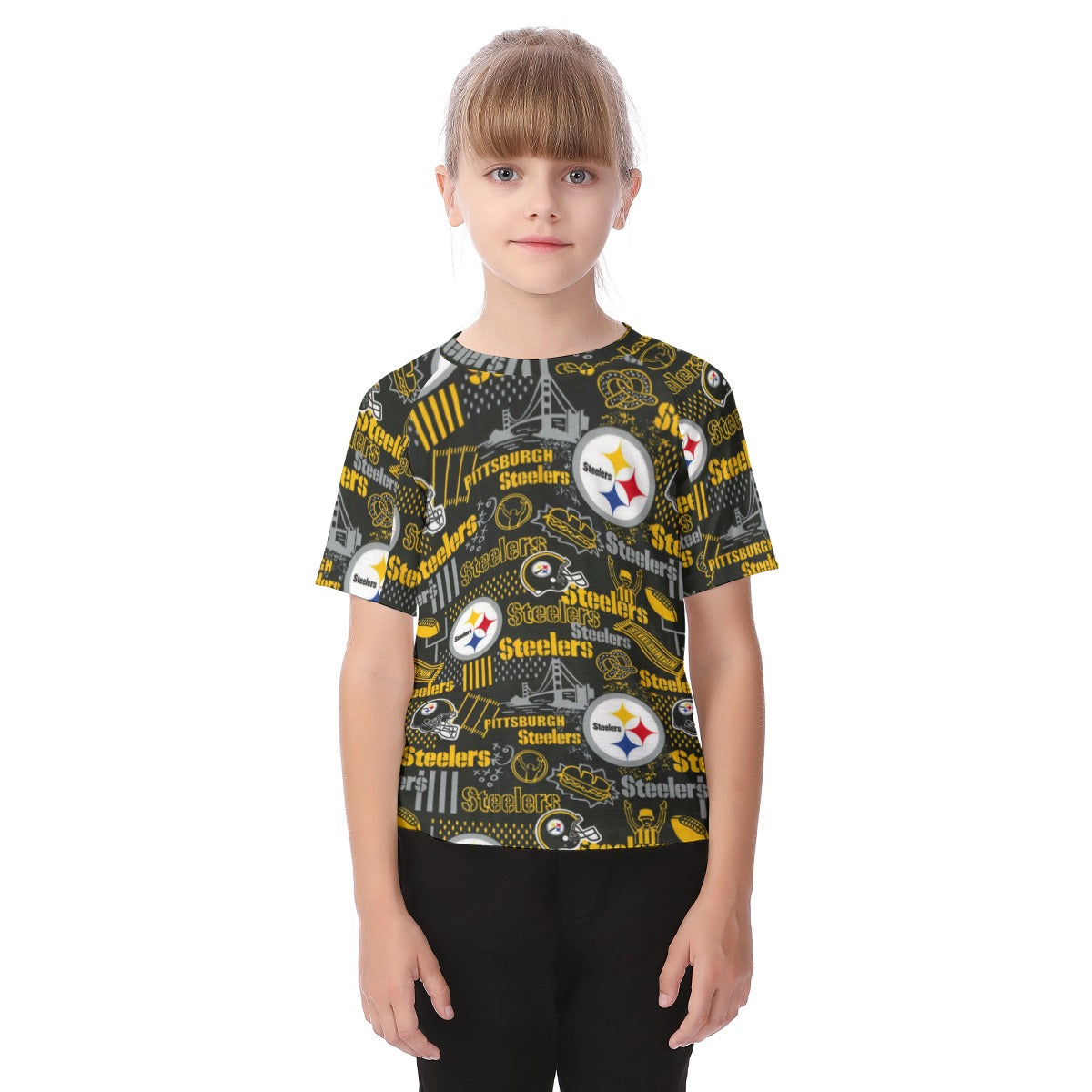 Pittsburgh Steelers Kid's Raglan Sleeve T-shirt – casual fan outfit, sportswear style, image 742