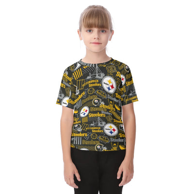 Pittsburgh Steelers Kid's Raglan Sleeve T-shirt – casual fan outfit, sportswear style, image 742