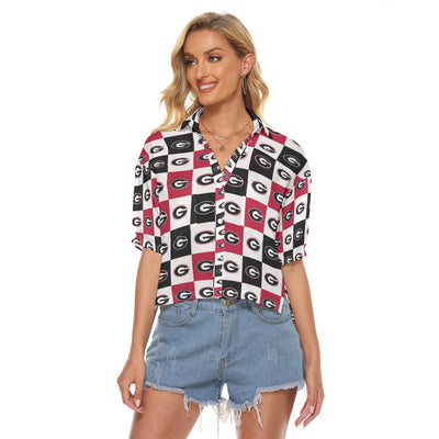 Georgia Bulldogs Women's V-neck Shirts White varsity sports apparel
