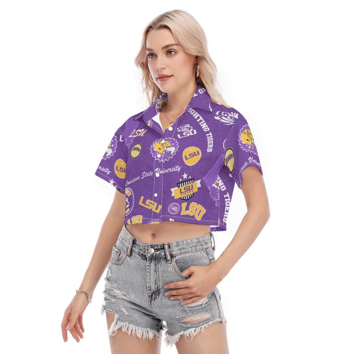 Louisiana Tigers Women's Cropped Shirt - Baton Rouge football tee varsity sportswear product image 3.0