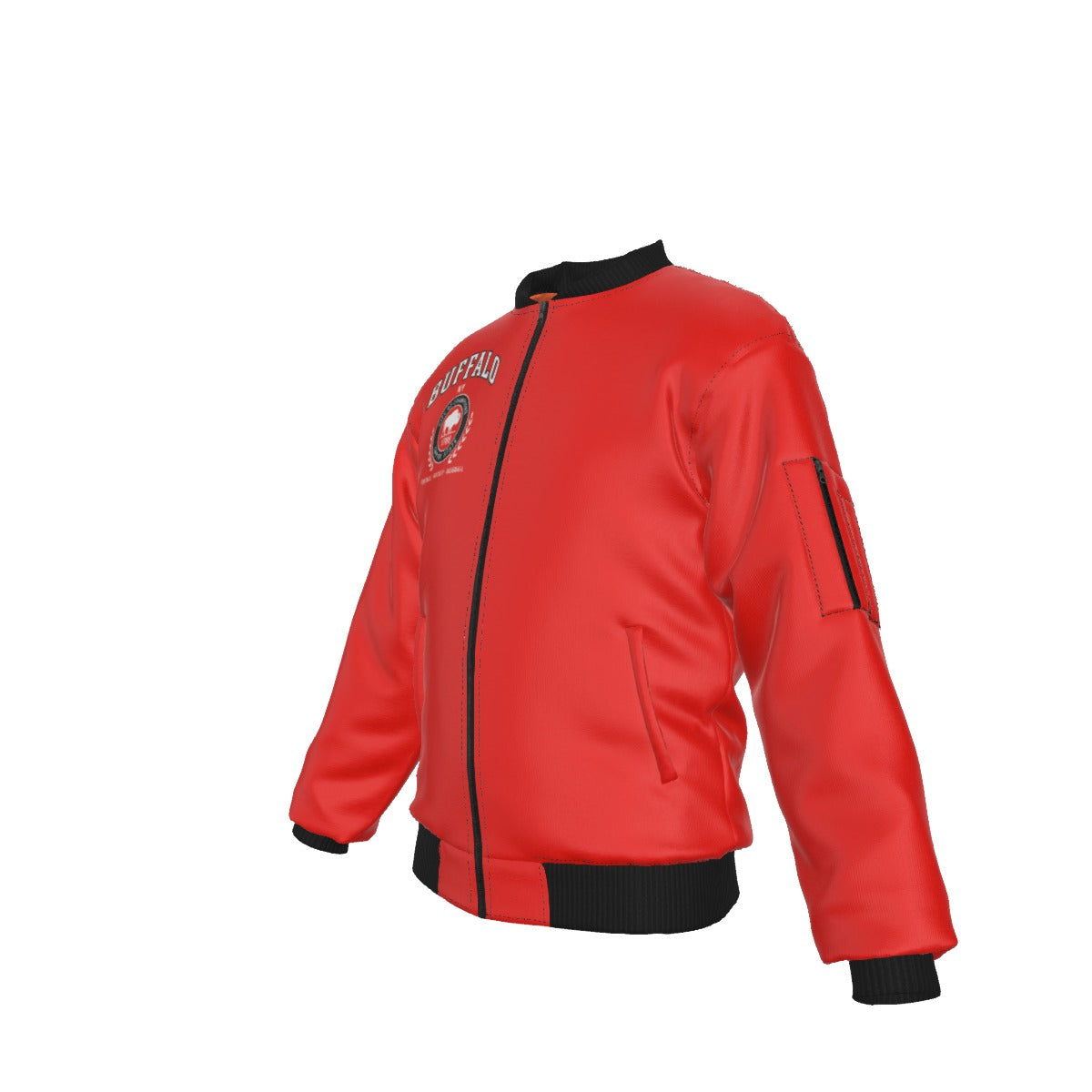 Buffalo football hokey and baseball red bomber Jacket With Sleeve Pocket