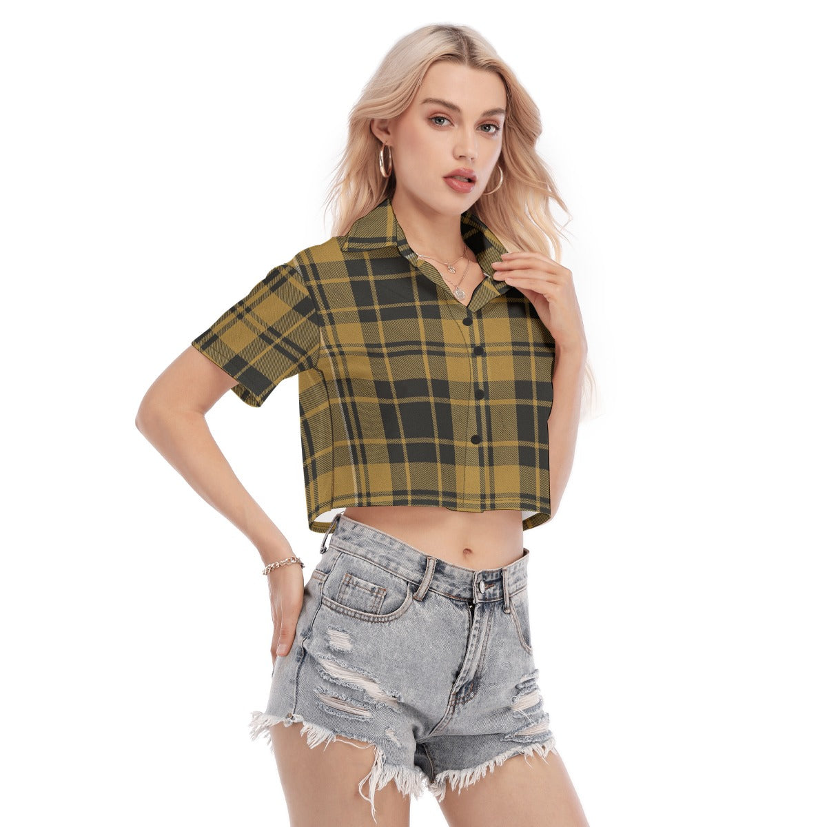 colorado buffaloes tartan plaid black gold  women tartan plaid game day shirt
