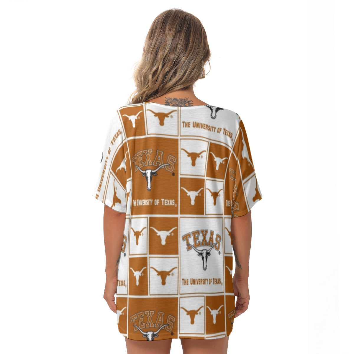 Texas at Austin - Longhorns Women's Bat Sleeves V-Neck Blouse White varsity sports apparel