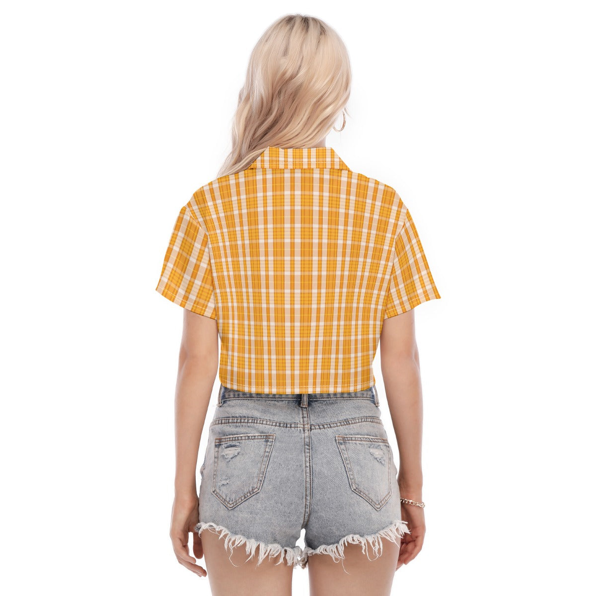 Tennessee Volunteers Orange White Plaid Womens Cropped Shirt 1 orange white plaid women fashion apparel