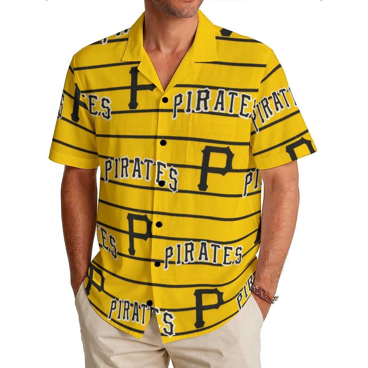 Pittsburgh Pirates Men's Hawaiian Shirt|150GSM pittsburgh pirates baseball fan apparel game day outfit