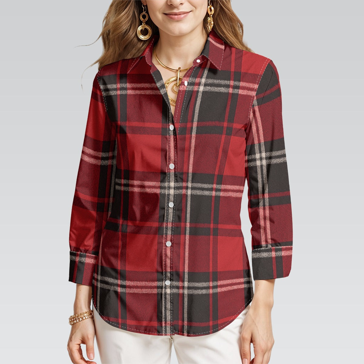 women tailgate plaid streetwear shirt
