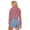 Alabama Crimson Tide Tartan Plaid Crimson White Women's Crop Top Hoodie|Velvet