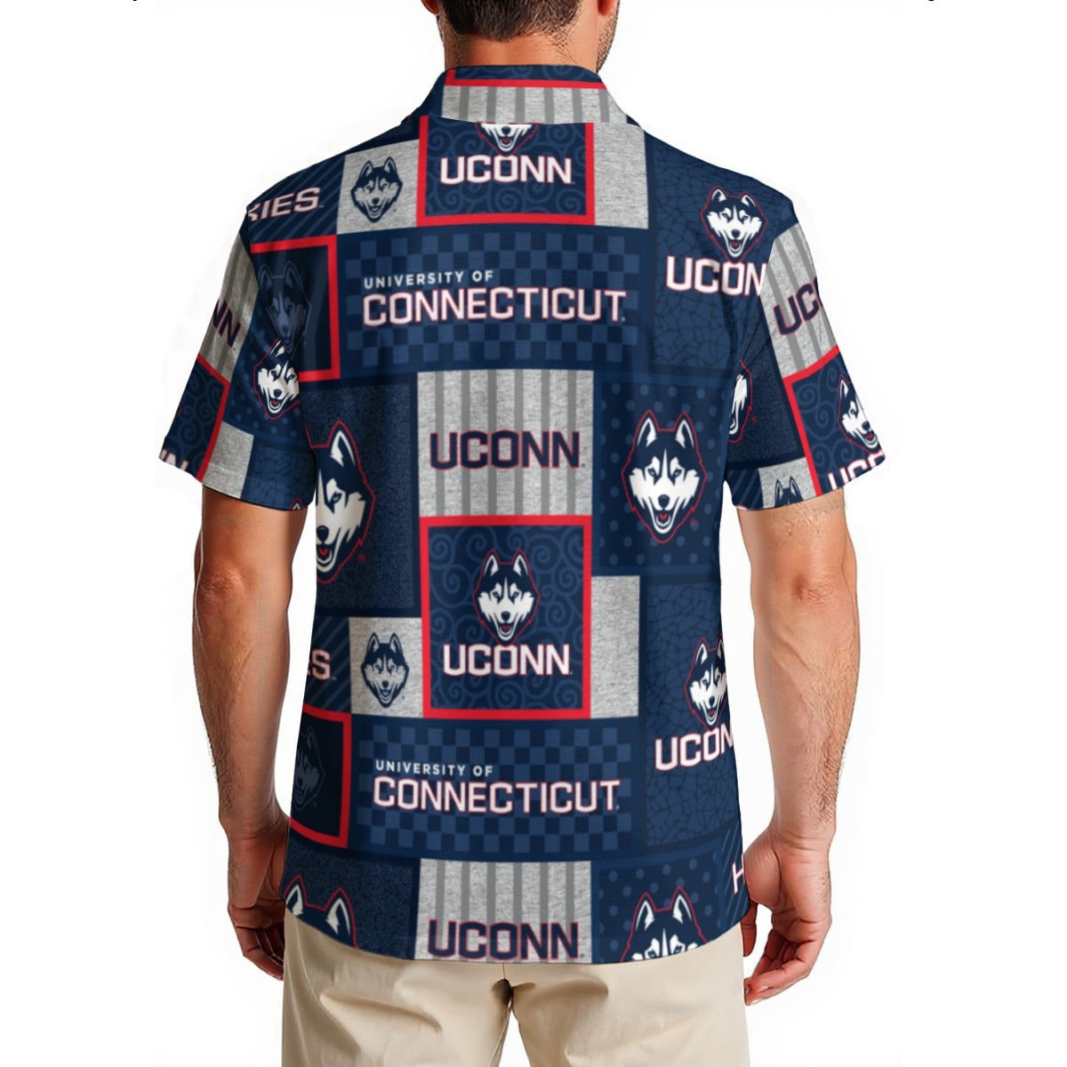 Connecticut Huskies Men's Hawaiian Shirt|150GSM White game day varsity apparel