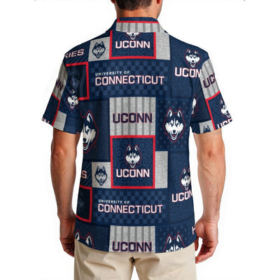 Connecticut Huskies Men's Hawaiian Shirt|150GSM White game day varsity apparel