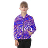 White Smoke Buffalo Football Kid's Zip-up Hoodie With Patch Pocket