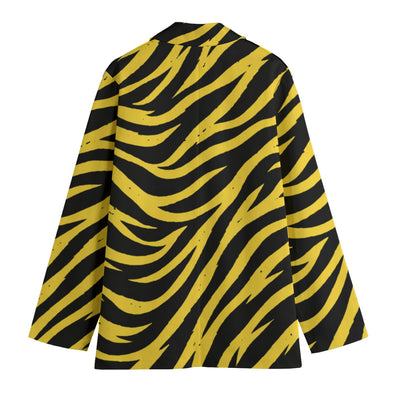 White Smoke Pittsburgh Football Yellow Black Zebra Women’s Leisure Blazer – Game Day Streetwear Jacket