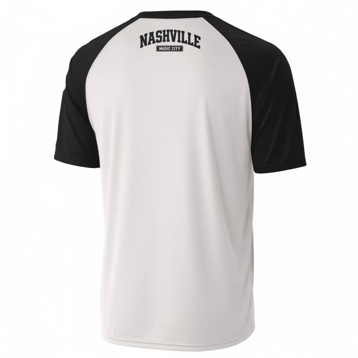 White Smoke Nashville Music City Baseball V-Neck T-Shirt White and Black – Minimal Urban Streetwear