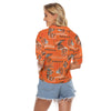 cincinnati-bengals-womens-v-neck-shirts black orange football close-up design