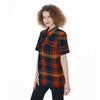 auburn tigers tartan plaid navy orange women's short sleeve shirt with pocket navy orange tartan plaid game day fashion