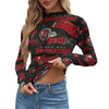 Tampa Bay Buccaneers Women's Mesh T-shirt red pewter football outfit back view