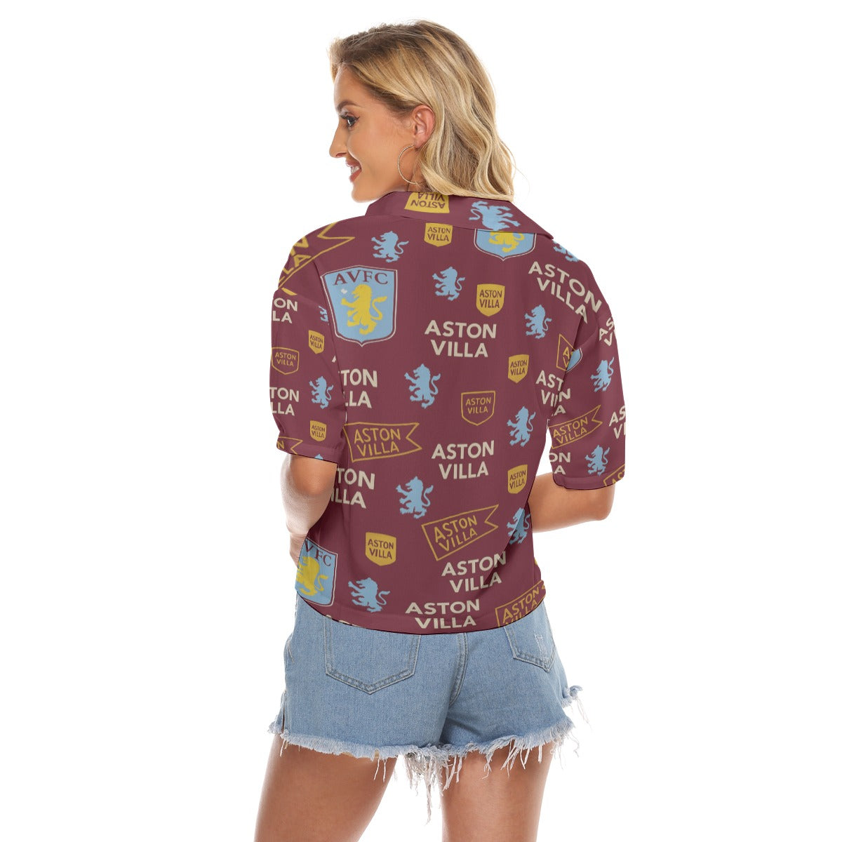 Aston Villa Women's V-neck Shirts streetwear fashion product image 4