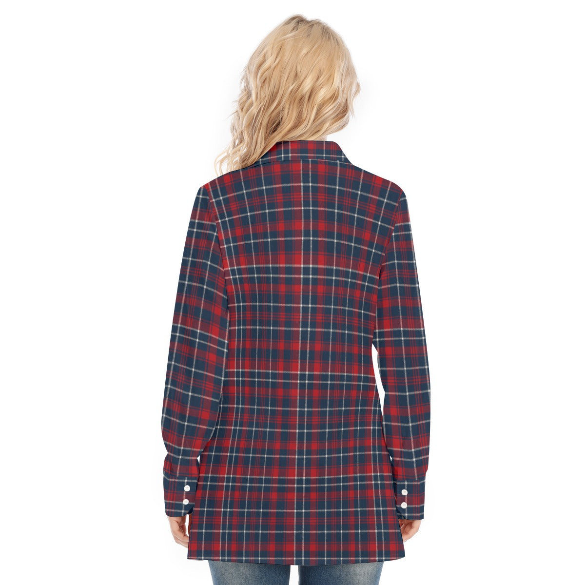 Arizona Wildcats Tartan Plaid Navy Red Women's Long Shirt
