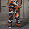 Dim Gray Chicago Football Camo Lounge Pants for Men – Navy Orange Game Day Relaxed Trousers