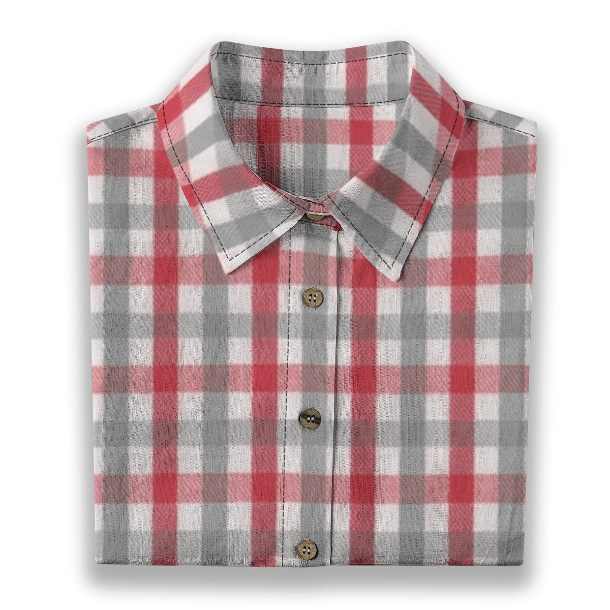 White Smoke Alabama Cotton Shirt Women 125GSM – Crimson Plaid Football Style Tee