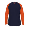 Dark Slate Gray Denver Navy and Orange Long Sleeve Raglan Shirt – Vintage Baseball Varsity Athletic Style Tee