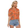 cincinnati-bengals-womens-v-neck-shirts black orange football fabric detail breathable