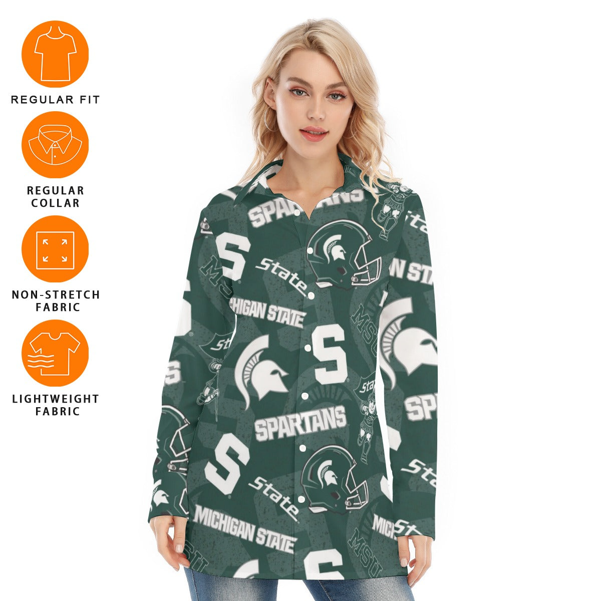 Michigan State Spartans Women's Long Shirt - Big Ten football apparel varsity sportswear product image 6.0