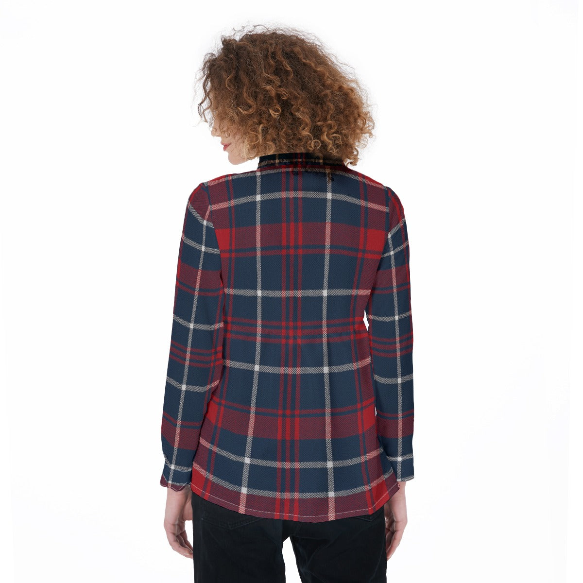 Arizona Wildcats Tartan Plaid Navy Red Women's Elastic-Back Shirt streetwear fashion product image 4