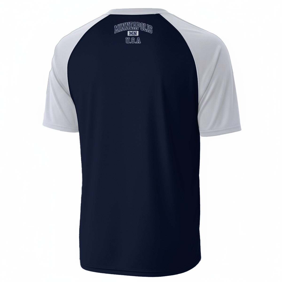 White Smoke Minneapolis MN USA V-Neck Raglan T-Shirt – Navy and White Vintage Athletic Minneapolis Minnesota Tee