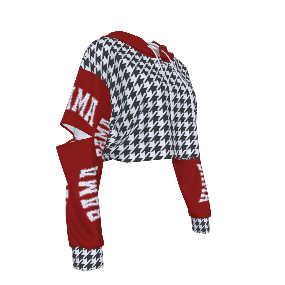 White Smoke Alabama Football Women's Heavy Fleece Hoodie With Hollow Out Sleeve