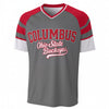 Columbus Ohio State Buckeyes Grey and Red Shirt – Retro Columbus Football Fan V Neck Tee White game day varsity apparel