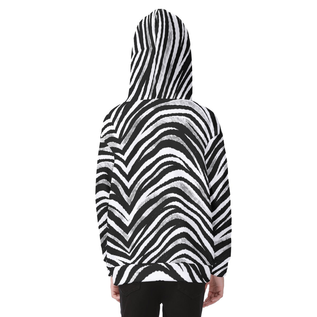 Las Vegas Football Zebra Kid's Heavy Fleece Zip Up Hoodie – Black and White Game Day Streetwear