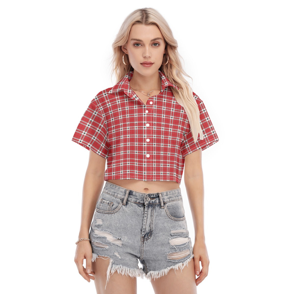 georgia bulldogs tartan plaid oversized button up women shirt women's cropped shirt women tartan plaid game day fashion