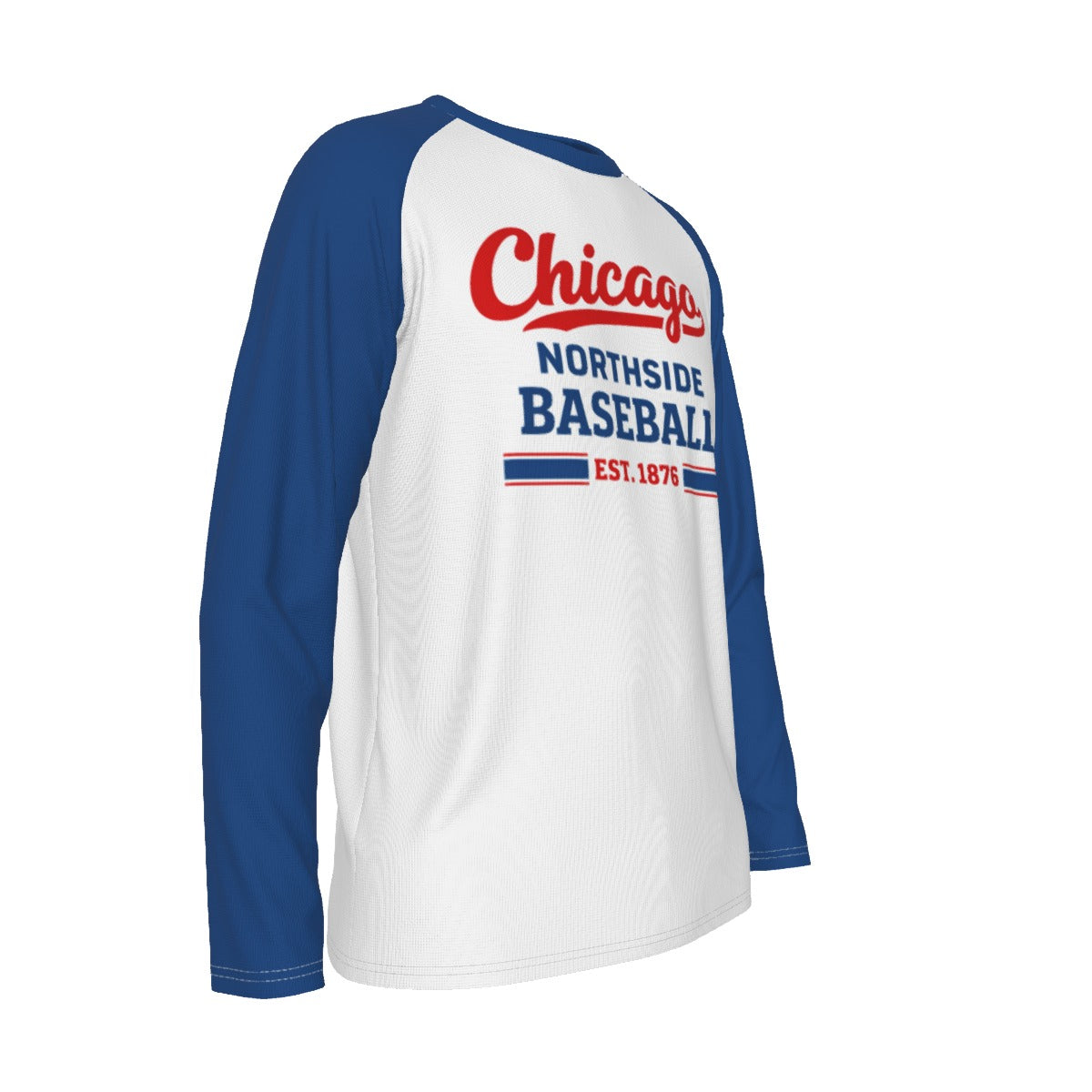 Chicago Northside Baseball Shirt – White and Blue Long Sleeve Raglan Tee Est 1876