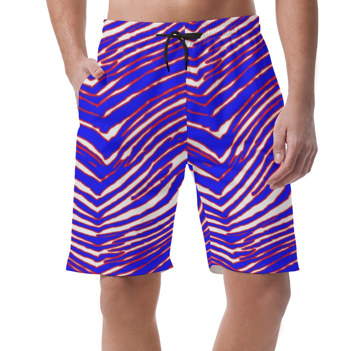 Buffalo Football Men's Casual Shorts – Red Blue White Zebra Game Day Style