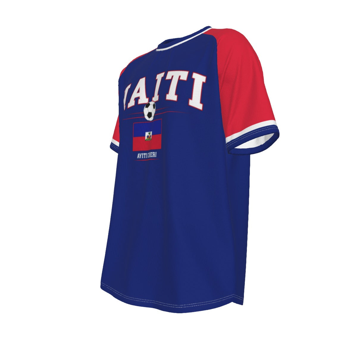 Haiti Soccer T-Shirt Blue Red – Haiti Football Shirt Ayiti Cheri Fan Tee