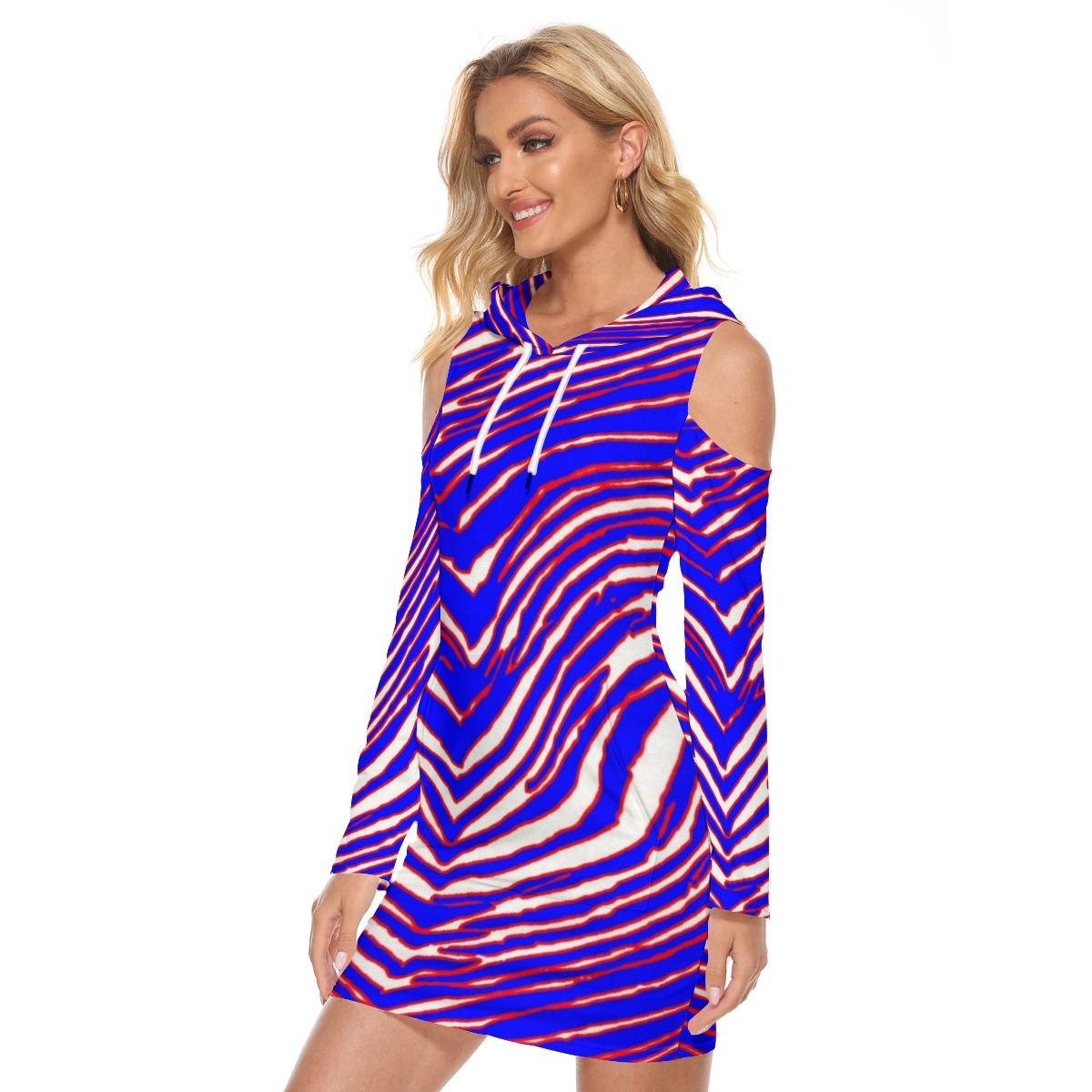 Women’s Buffalo football Tight Dress  Red, Blue White Zebra Game Day Style