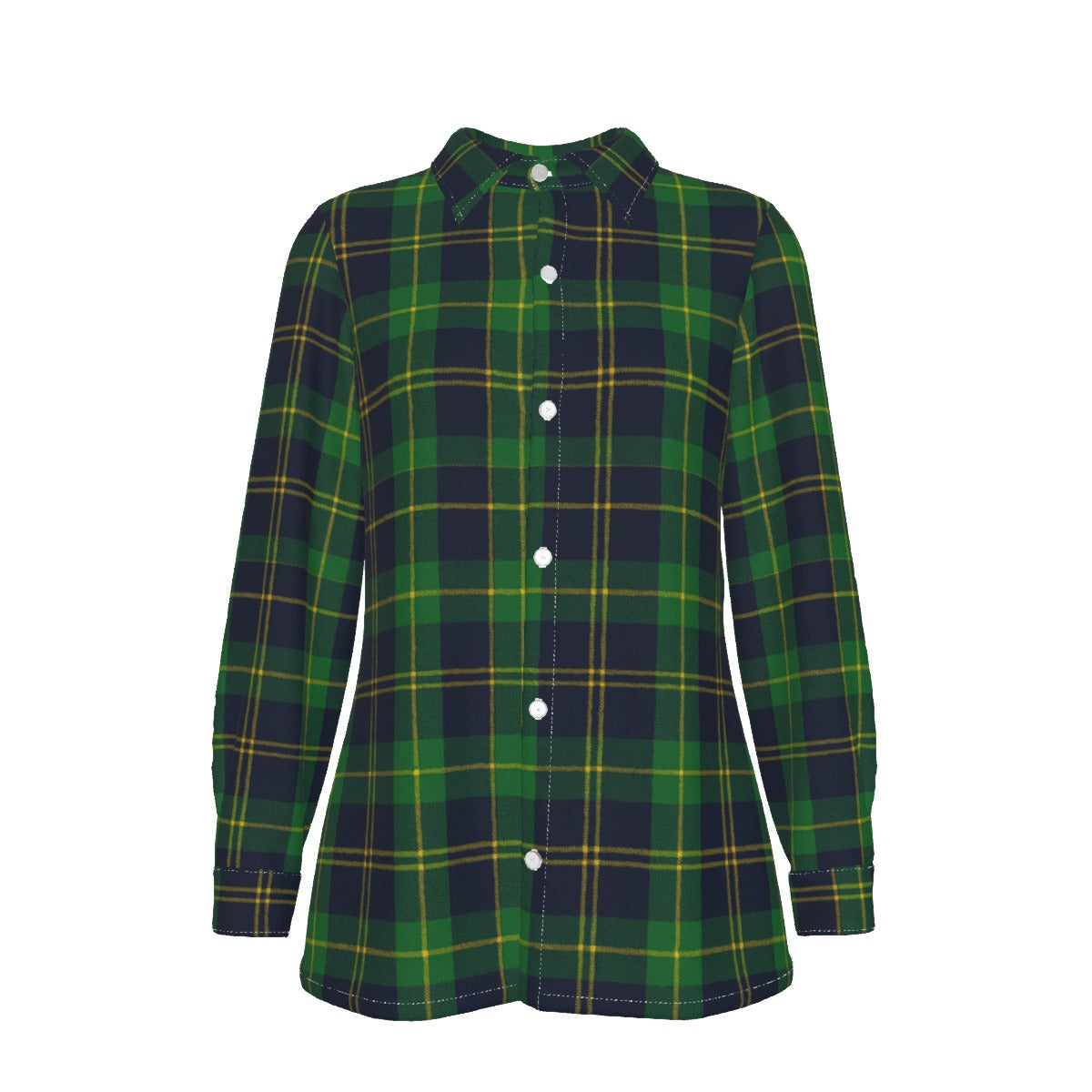 Notre Dame Fighting Irish Green Navy Gold Plaid Womens Elastic Back Shirt 8 green navy gold plaid women fashion apparel