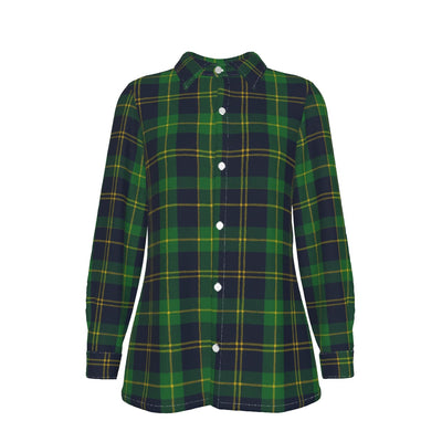 Notre Dame Fighting Irish Green Navy Gold Plaid Womens Elastic Back Shirt 8 green navy gold plaid women fashion apparel