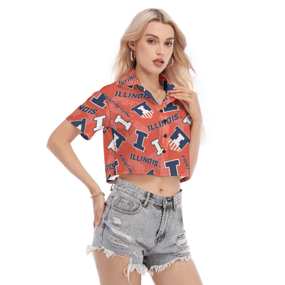 Illinois Urbana - Fighting Illini Women's Cropped Shirt White varsity sports apparel