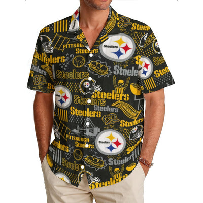 Pittsburgh Steelers Men's Hawaiian Shirt|150GSM – sportswear style, fan gear, image 726