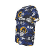 los-angeles-rams-short-sleeve-t-shirt navy orange football outfit back view