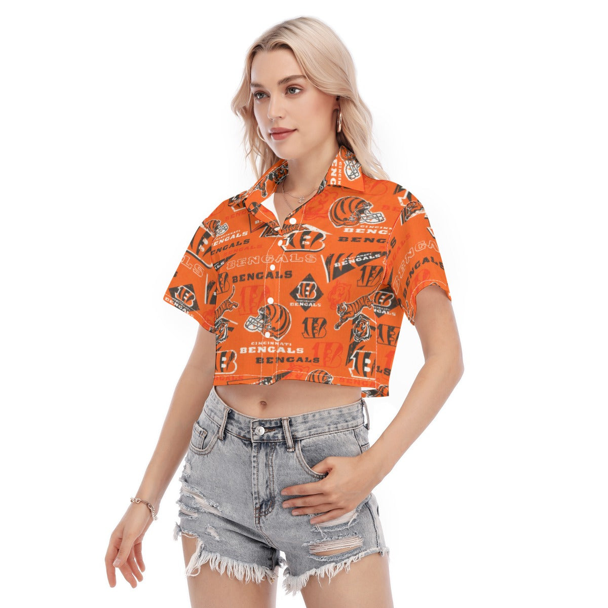 cincinnati-bengals-womens-cropped-shirt black orange football side view streetwear fit